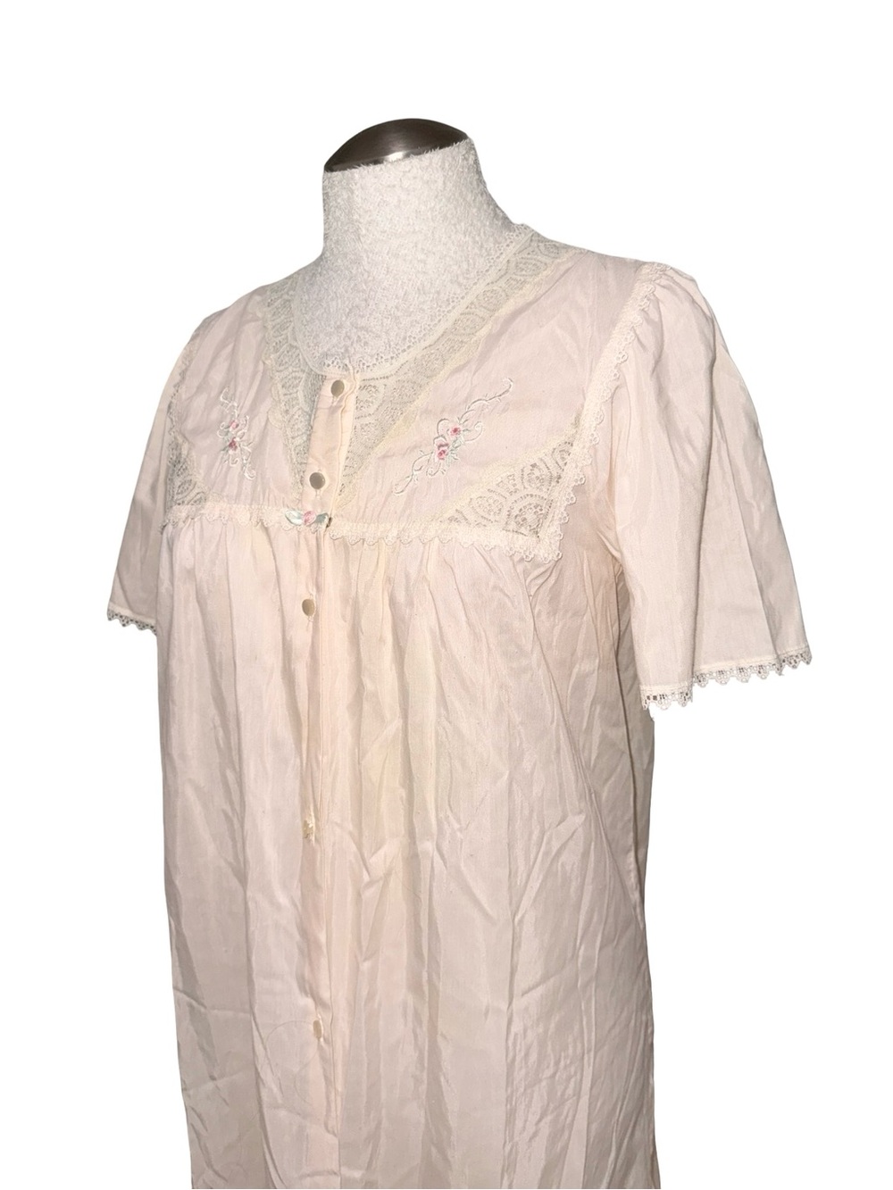 Vintage Vanity Fair Cotton Lace-Trim Nightgown S